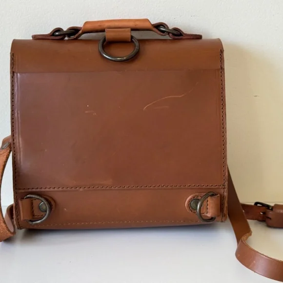 Love 41 Leather Brown Satchel Crossbody Bag Handmade Rustic Purse Rustic - Picture 11 of 15